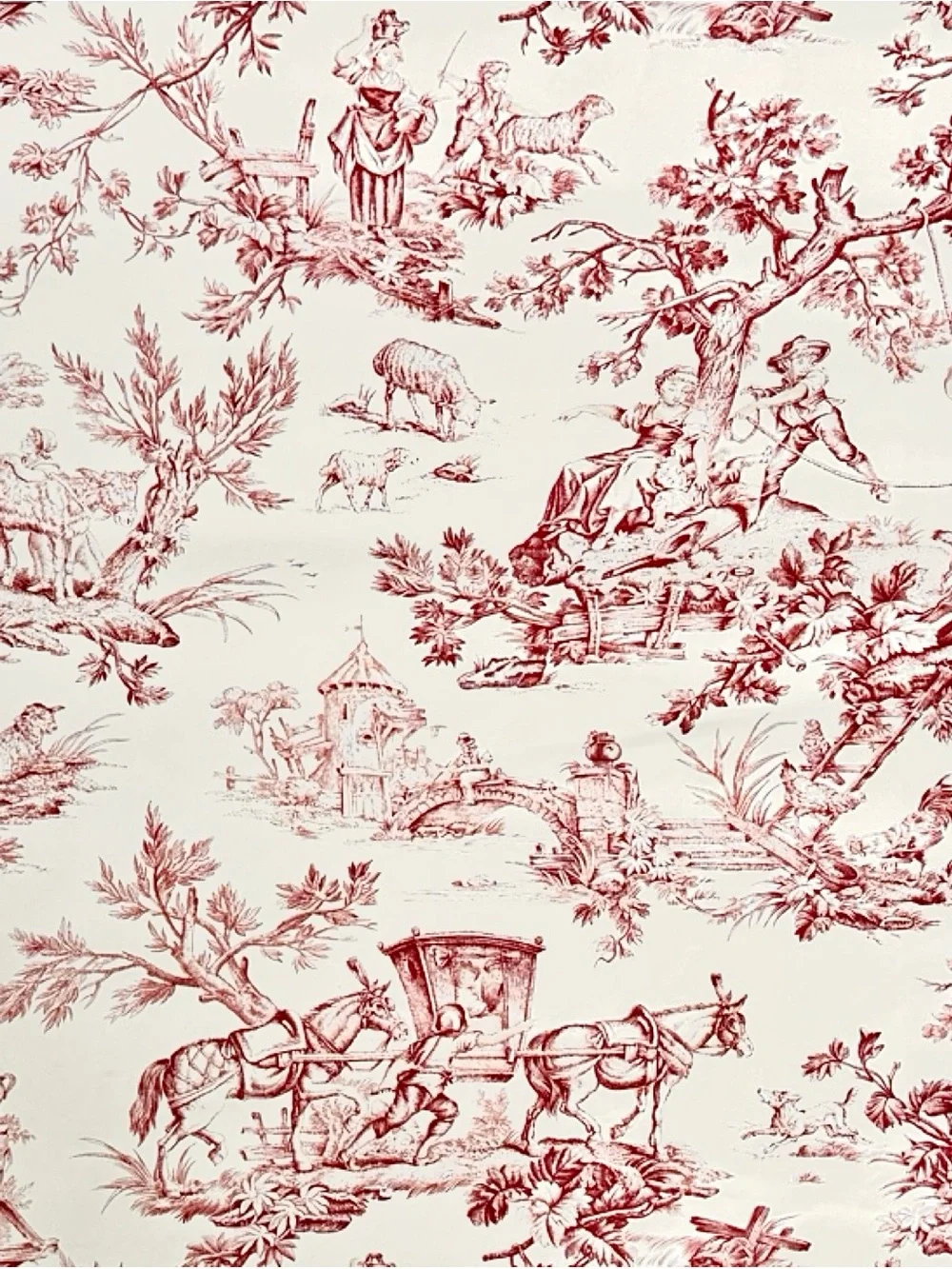 Stroheim & Romann Vintage Wallpaper Les Toiles IV Design White Burgundy Classic